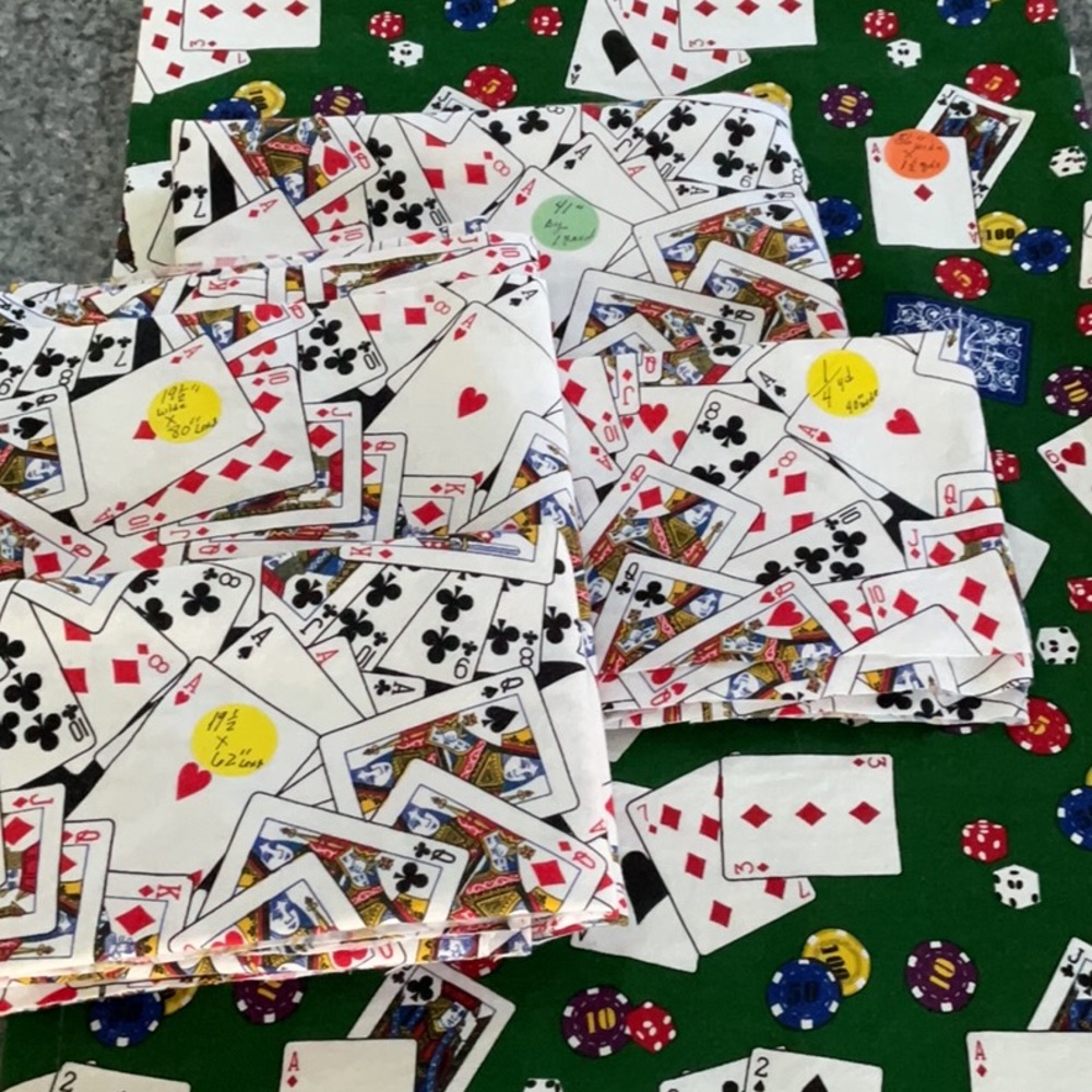 Fabric poker and card playing sewing fabric.